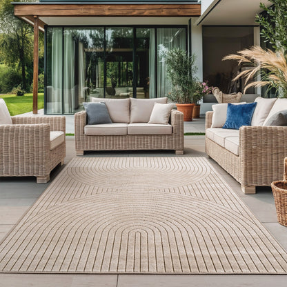 Nova – Vloerkleed Siena Beige – Binnen En Buiten Vloerkleed – Laagpolig – Japandi stijl