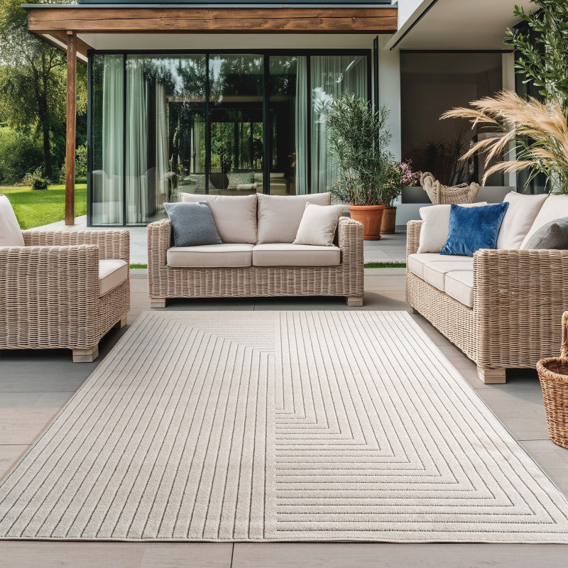 Nova – Vloerkleed Oslo Creme – Binnen En Buiten vloerkleed – Laagpolig – Japandi stijl