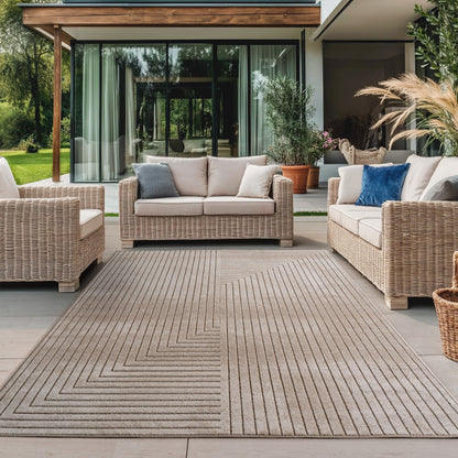 Nova – Vloerkleed Oslo Beige – Binnen En Buiten vloerkleed – Laagpolig – Japandi stijl