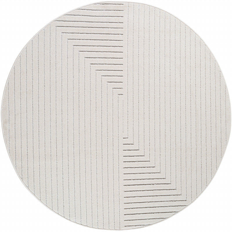 Nova – Vloerkleed Rond Oslo Creme – Binnen En Buiten vloerkleed – Laagpolig – Japandi stijl