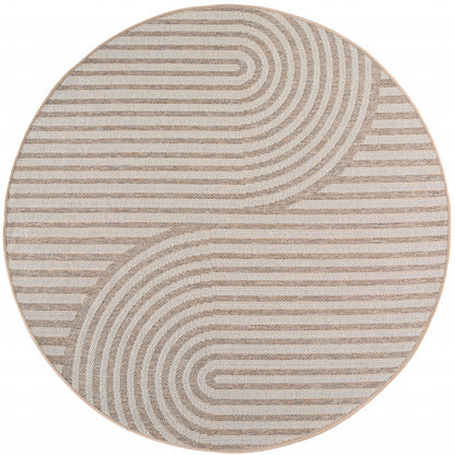 Desert – Japandi Rond Structuur Beige – Binnen en Buiten – Laagpolig Vloerkleed