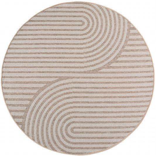Desert – Japandi Rond Structuur Beige – Binnen en Buiten – Laagpolig Vloerkleed