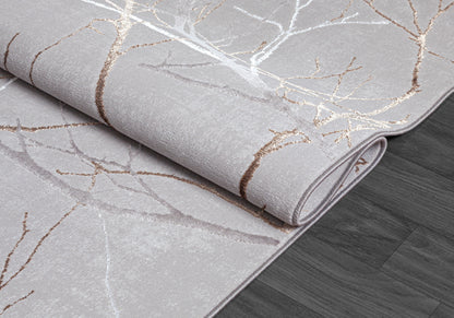 Creation Vloerkleed – Grijs – Takken Design – Laagpolig Vloerkleed