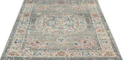 Salsa Vloerkleed – Grijs – Klassiek Medaillon Design – Laagpolig Vloerkleed