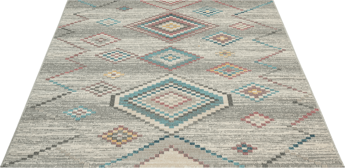 Salsa Vloerkleed – Crème/Grijs – Bohemian Ruit Design – Laagpolig Vloerkleed