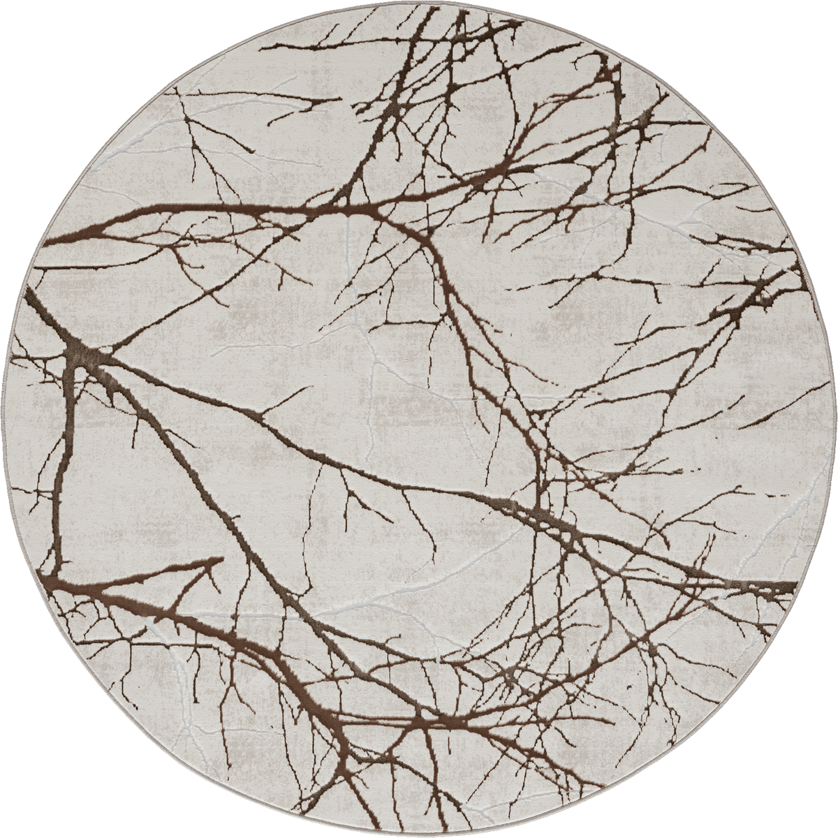 Creation Rond Vloerkleed – Cream – Takken Design – Laagpolig Vloerkleed