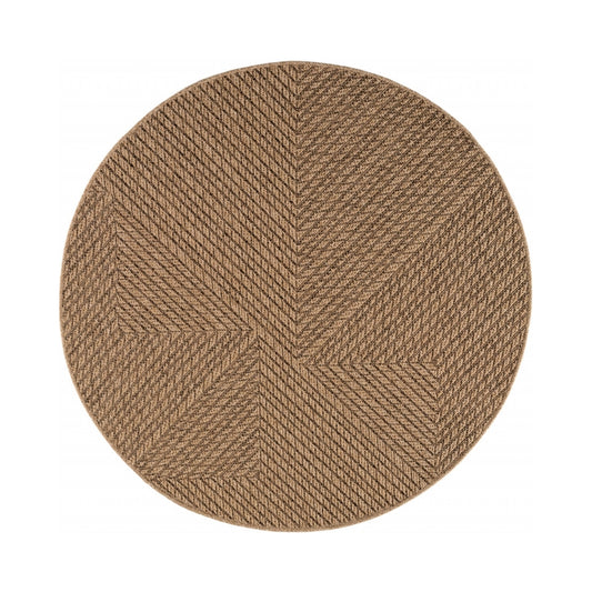 Timber – Geweven Strepen Rond Beige met Sisal-Look – Binnen & Buiten Vloerkleed – Laagpolig