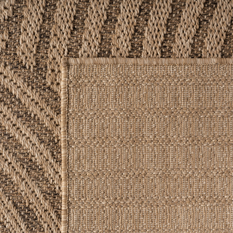 Timber – Japandi Rond Boogpatroon Beige met Sisal-Look – Binnen & Buiten Vloerkleed – Laagpolig