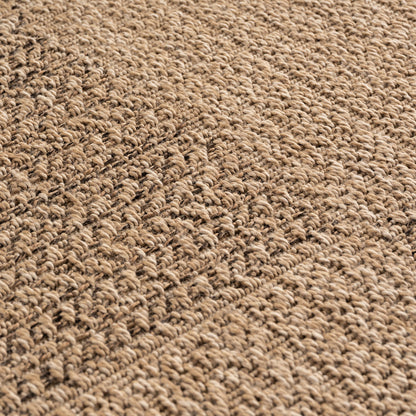 Timber – Geblokt Rond Beige met Sisal-Look – Binnen & Buiten Vloerkleed – Laagpolig