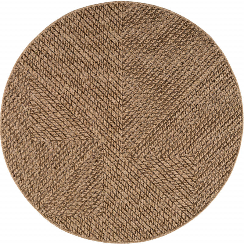 Timber – Geweven Strepen Rond Beige met Sisal-Look – Binnen & Buiten Vloerkleed – Laagpolig
