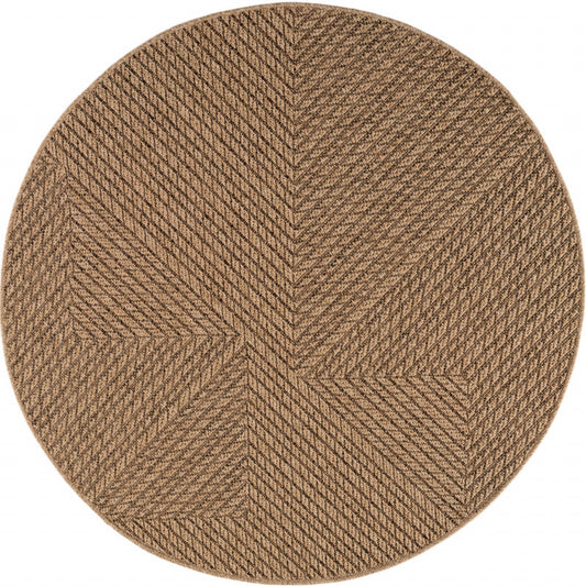 Timber – Geweven Strepen Rond Beige met Sisal-Look – Binnen & Buiten Vloerkleed – Laagpolig