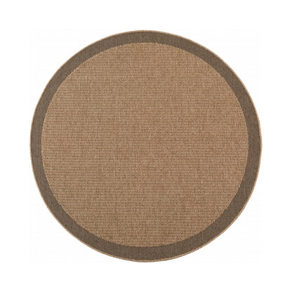 Timber – Kaderdesign Rond Beige met Jute-Look – Binnen & Buiten Vloerkleed – Laagpolig