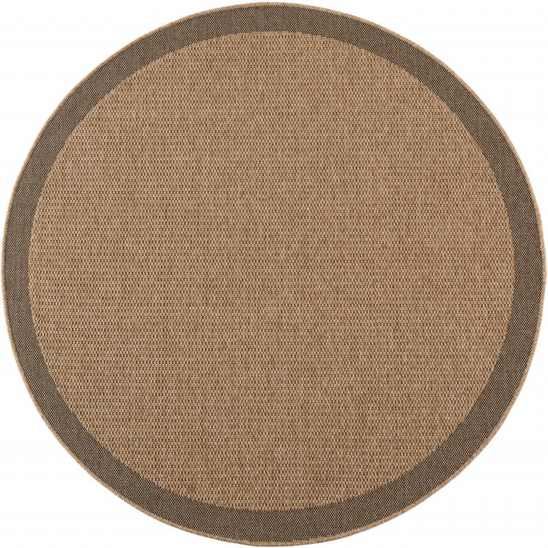 Timber – Kaderdesign Rond Beige met Jute-Look – Binnen & Buiten Vloerkleed – Laagpolig