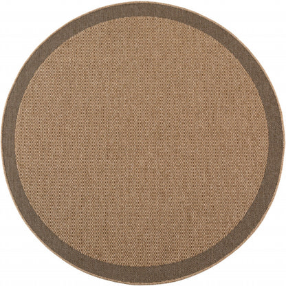 Timber – Kaderdesign Rond Beige met Jute-Look – Binnen & Buiten Vloerkleed – Laagpolig