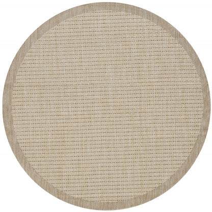 Giza Rond Vloerkleed – Beige met Kader – Laagpolig & Modern – Voor Binnen & Buiten