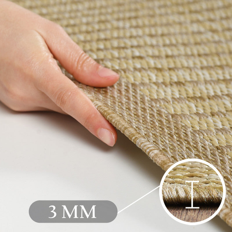 Giza Rond Vloerkleed – Beige met Kader – Laagpolig & Modern – Voor Binnen & Buiten