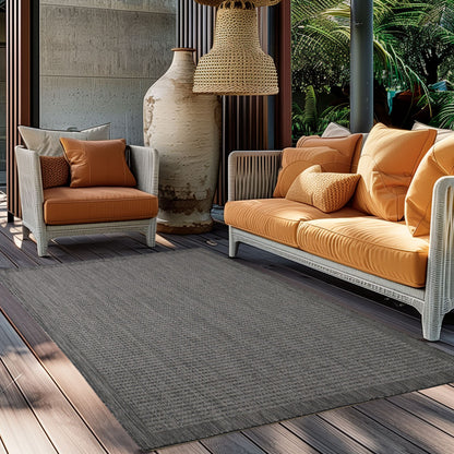 Giza Vloerkleed – Zwart met Kader – Laagpolig & Modern – Voor Binnen & Buiten