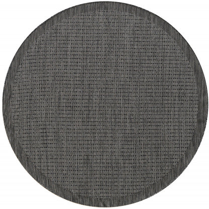 Giza Rond Vloerkleed – Zwart met Kader – Laagpolig & Modern – Voor Binnen & Buiten