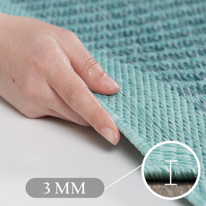 Giza Rond Vloerkleed – Blauw met Kader – Laagpolig & Modern – Voor Binnen & Buiten