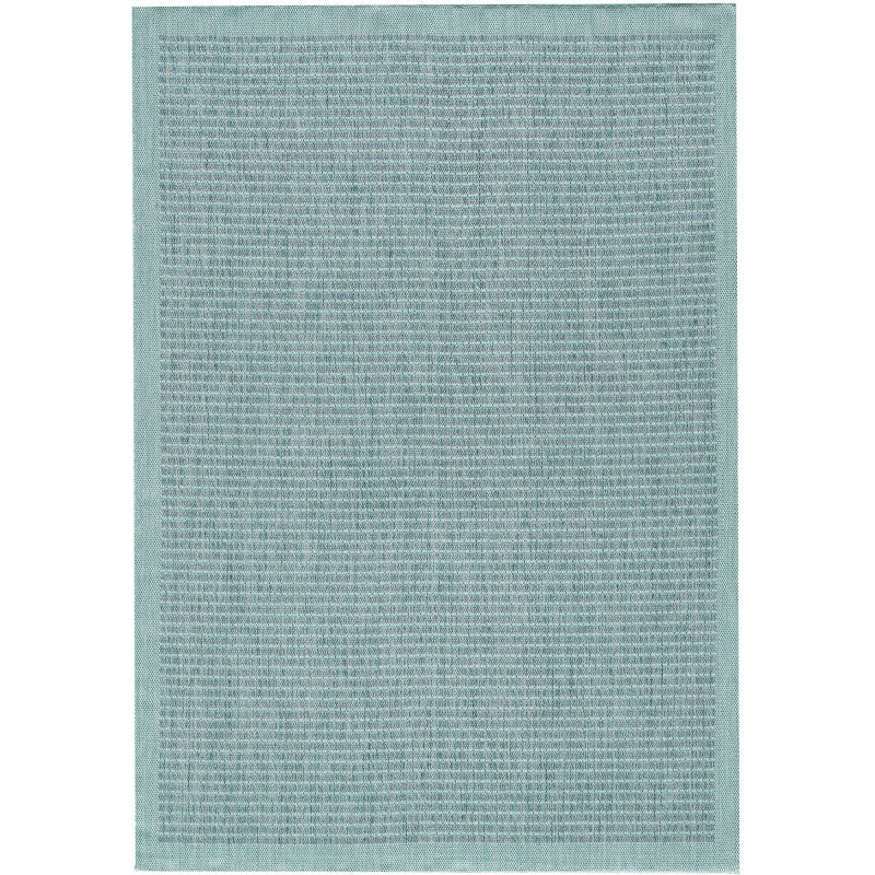 Giza Vloerkleed – Blauw met Kader – Laagpolig & Modern – Voor Binnen & Buiten