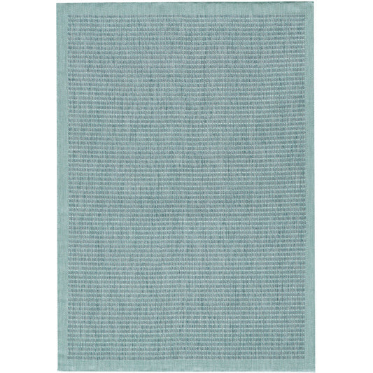 Giza Vloerkleed – Blauw met Kader – Laagpolig & Modern – Voor Binnen & Buiten
