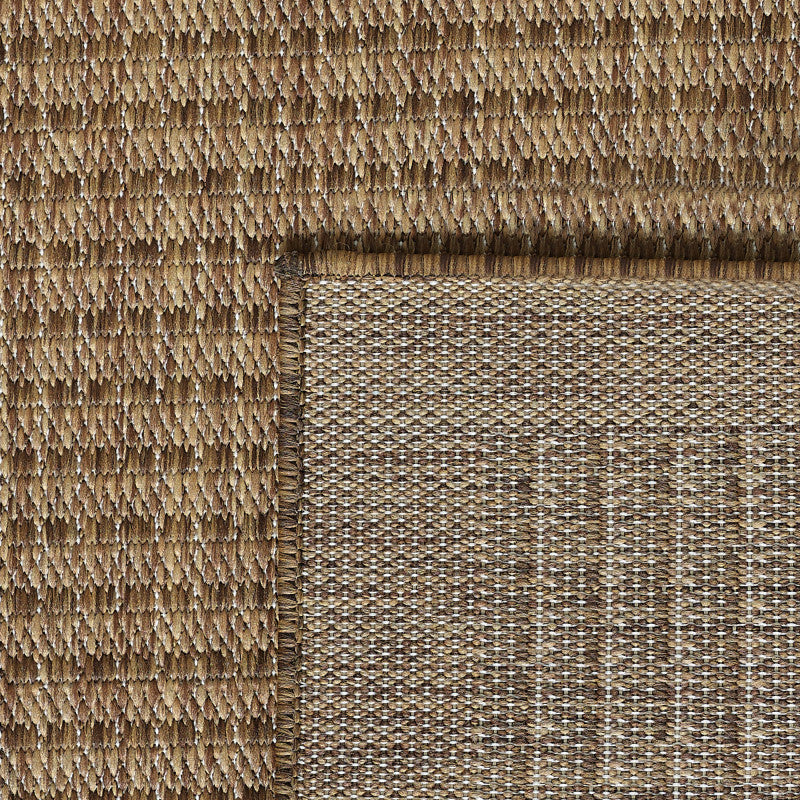 Giza Rond Vloerkleed – Bruin met Kader – Laagpolig & Modern – Voor Binnen & Buiten