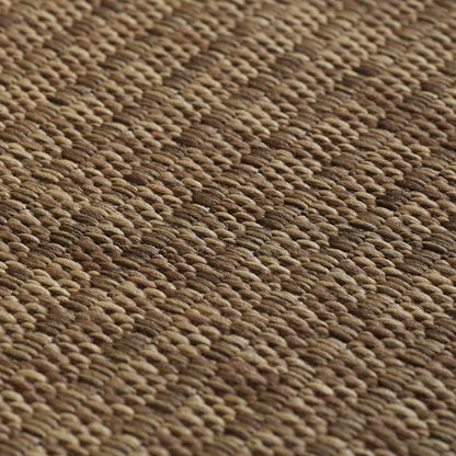 Giza Rond Vloerkleed – Bruin met Kader – Laagpolig & Modern – Voor Binnen & Buiten