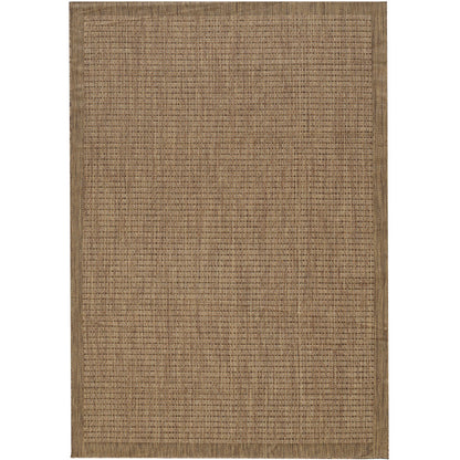 Giza Vloerkleed – Bruin met Kader – Laagpolig & Modern – Voor Binnen & Buiten
