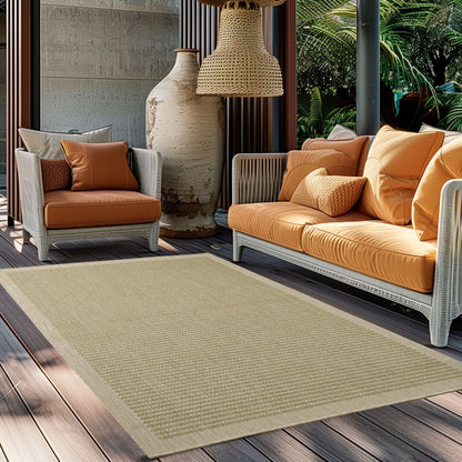 Giza Vloerkleed – Groen met Kader – Laagpolig & Modern – Voor Binnen & Buiten
