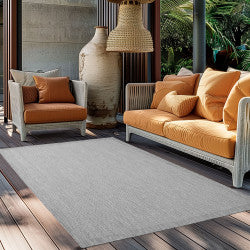 Giza Vloerkleed – Grijs met Kader – Laagpolig & Modern – Voor Binnen & Buiten