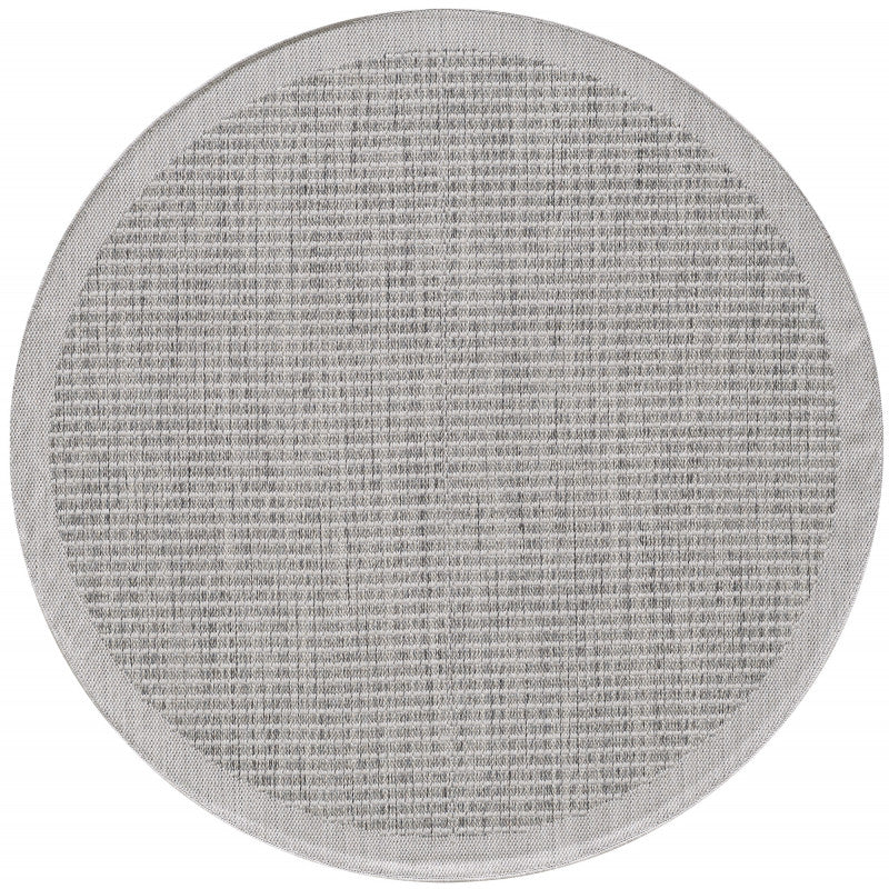 Giza Rond Vloerkleed – Grijs met Kader – Laagpolig & Modern – Voor Binnen & Buiten