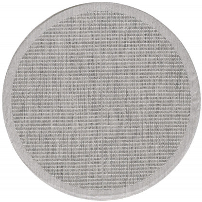 Giza Rond Vloerkleed – Grijs met Kader – Laagpolig & Modern – Voor Binnen & Buiten