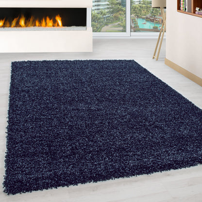 Mila Vloerkleed – Navy – Hoogpolig & Effen