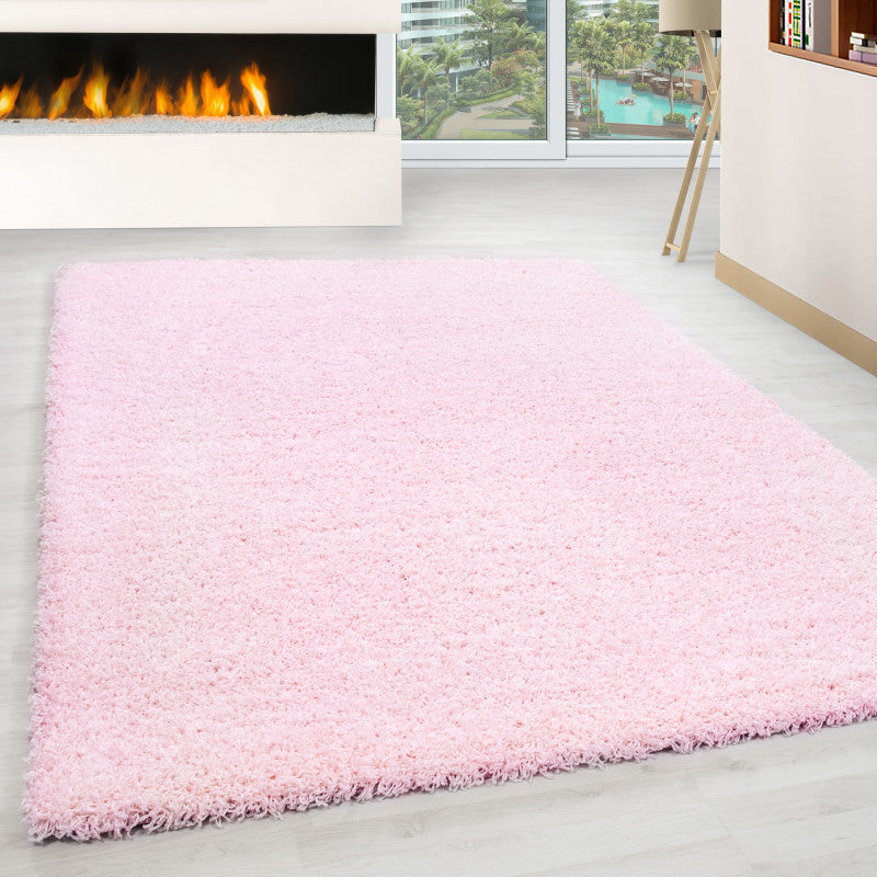 Mila Vloerkleed – Roze – Hoogpolig & Effen