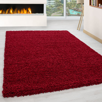 Mila Vloerkleed – Rood – Hoogpolig & Effen