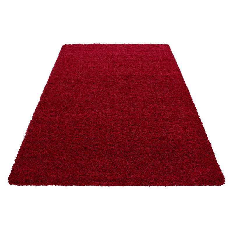 Mila Vloerkleed – Rood – Hoogpolig & Effen
