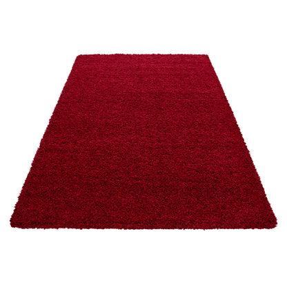 Mila Vloerkleed – Rood – Hoogpolig & Effen