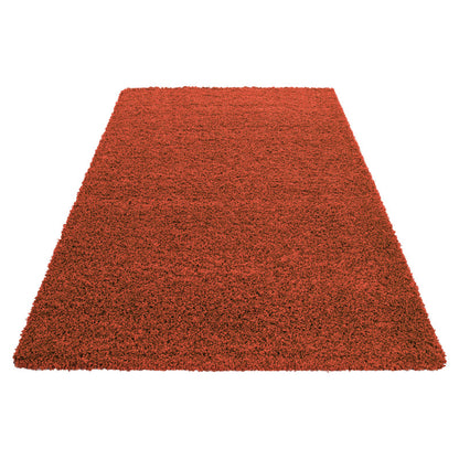 Mila Vloerkleed – Terra/Oranje – Hoogpolig & Effen