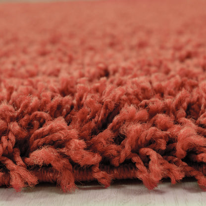 Mila Vloerkleed – Terra/Oranje – Hoogpolig & Effen