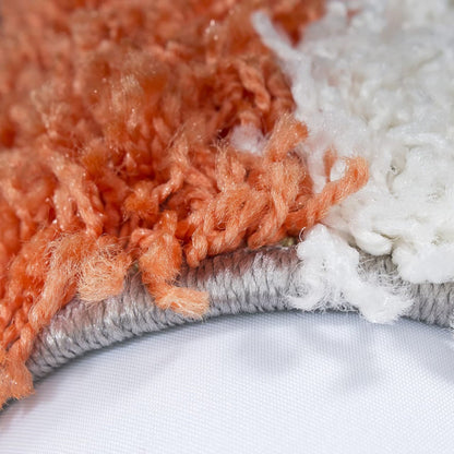 Mila Vloerkleed – Geblokt Terra/Oranje – Hoogpolig & Zacht