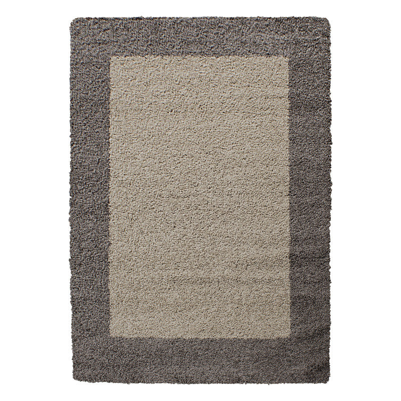 Mila Vloerkleed – Kader Taupe – Hoogpolig & Zacht