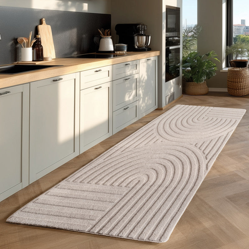 Pompei Doppio Ivory – Dubbel Cirkelmotief – Laagpolig Vloerkleed