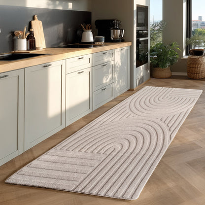 Pompei Doppio Ivory – Dubbel Cirkelmotief – Laagpolig Vloerkleed