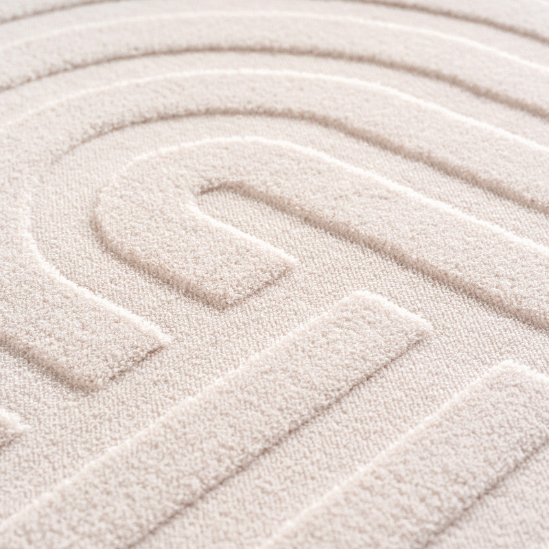 Pompei Doppio Ivory – Dubbel Cirkelmotief – Laagpolig Vloerkleed
