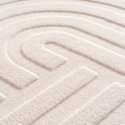 Pompei Doppio Ivory – Dubbel Cirkelmotief – Laagpolig Vloerkleed