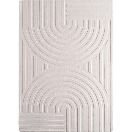 Pompei Doppio Ivory – Dubbel Cirkelmotief – Laagpolig Vloerkleed