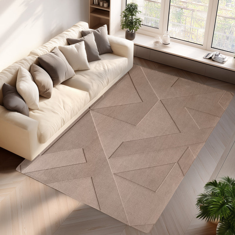 Pompei Quadro Taupe – Geometrisch Blokdesign – Laagpolig Vloerkleed
