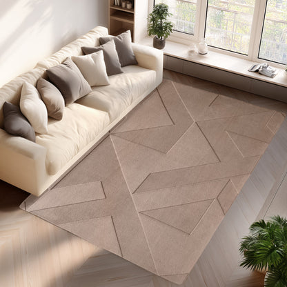 Pompei Quadro Taupe – Geometrisch Blokdesign – Laagpolig Vloerkleed