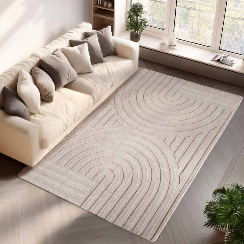 Pompei Doppio Ivory – Dubbel Cirkelmotief – Laagpolig Vloerkleed