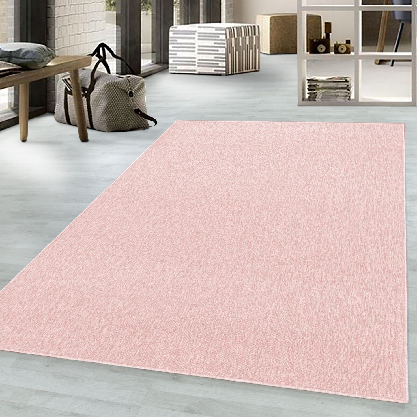 Nizza Vloerkleed – Roze – Laagpolig & Effen Design